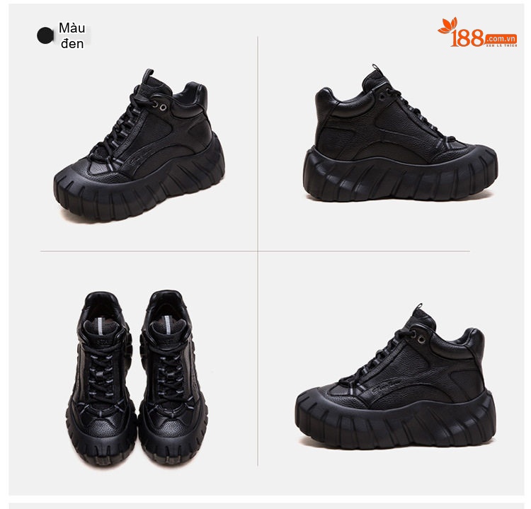 Giày Boot Nữ Cổ Ngắn Da Bò Đế Dày Chiều Cao Khoảng 6cm Màu Đen, Nâu chi tiết 18