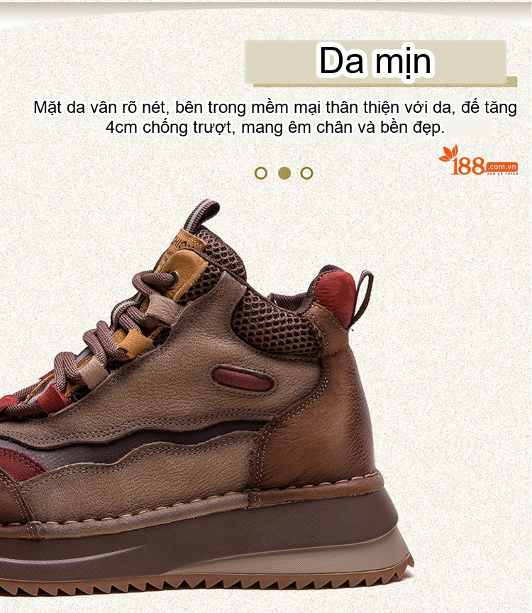 Giày Boot Nữ Cổ Ngắn Phong Cách Retro Lót Lông Giữ Ấm Chiều Cao Đế Khoảng 4cm Màu Nâu, Be, Đỏ, Xanh... chi tiết 4