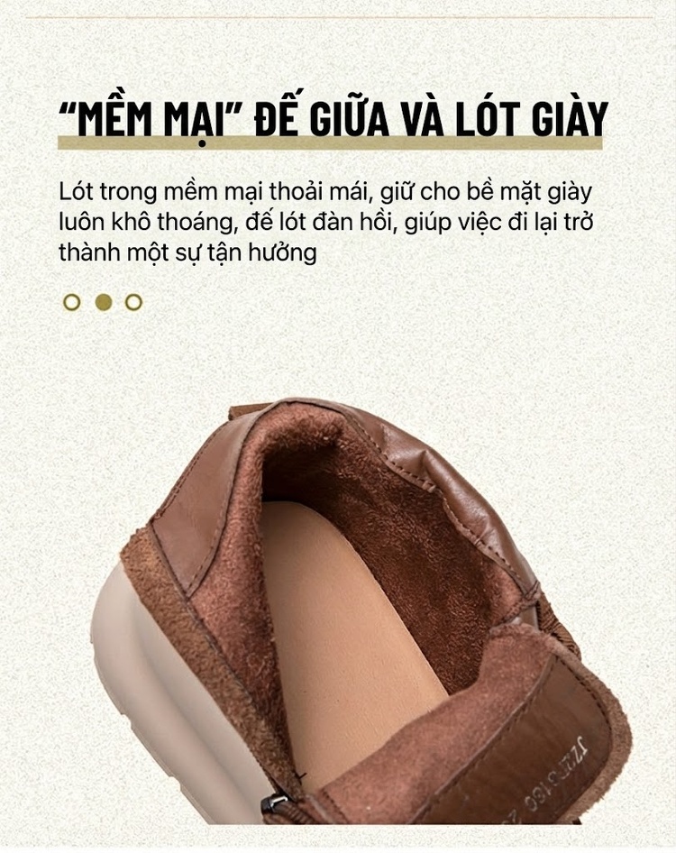 Giày Boot Nữ Da Bò Cao Cổ Thắt Dây Chiều Cao Đế Khoảng 5cm Màu Đen, Nâu chi tiết 5