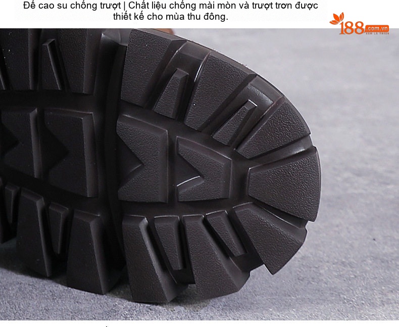 Giày Boot Nữ Da Bò Cổ Cao Phong Cách Anh Chiều Cao Đế Khoảng 5cm Màu Nâu, Đen chi tiết 7