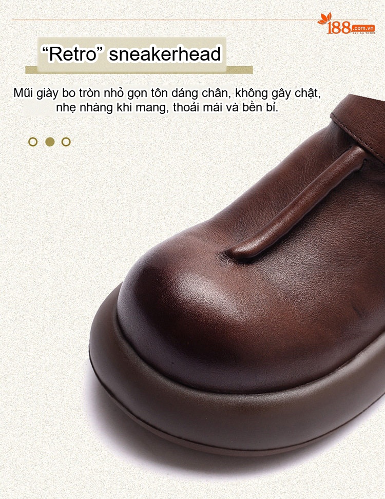 Giày Boot Nữ Da Bò Cổ Ngắn Khóa Cài Phong Cách Vintage Chiều Cao Đế Khoảng 5cm Màu Đen, Nâu chi tiết 3
