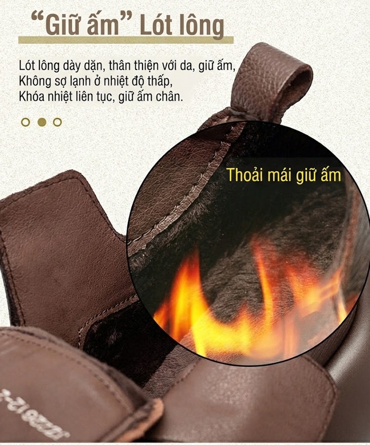 Giày Boot Nữ Da Bò Lót Lông Chiều Cao Đế Khoảng 4cm Màu Đen, Nâu chi tiết 6