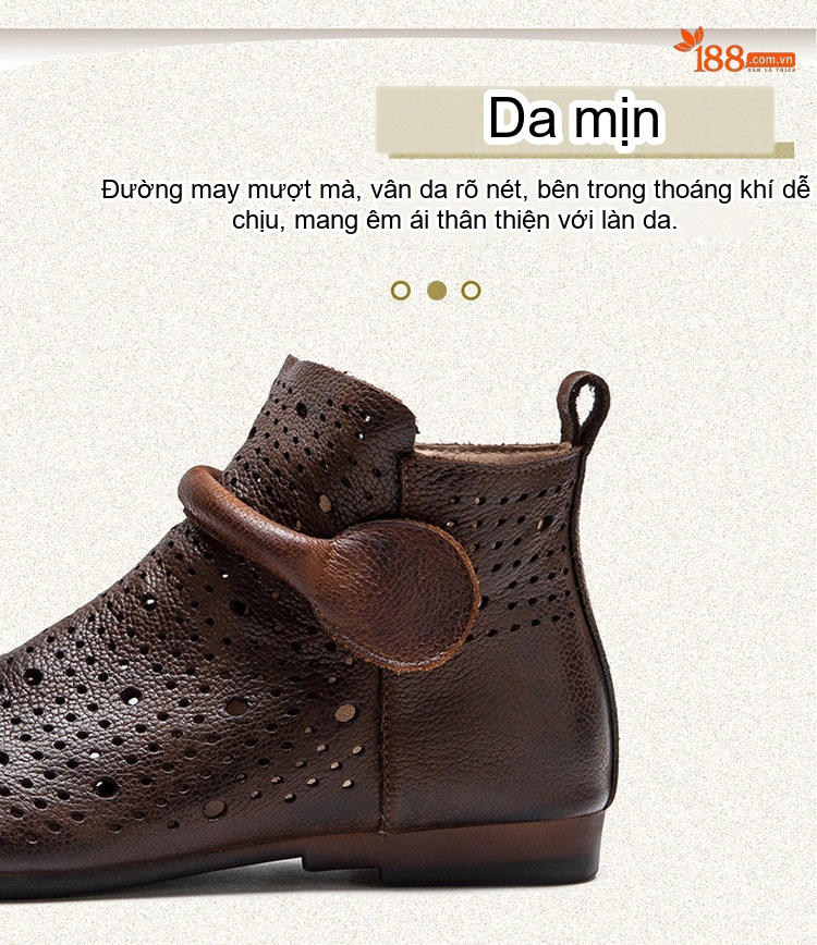 Giày Boot Nữ Da Mờ Cao Cổ Thoáng Khí Chiều Cao Đế Khoảng 2cm Màu Nâu chi tiết 2