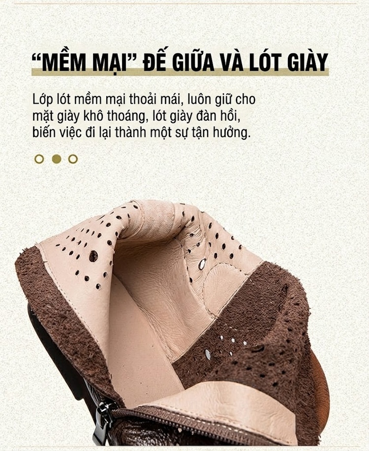 Giày Boot Nữ Da Mờ Cao Cổ Thoáng Khí Chiều Cao Đế Khoảng 2cm Màu Nâu chi tiết 5