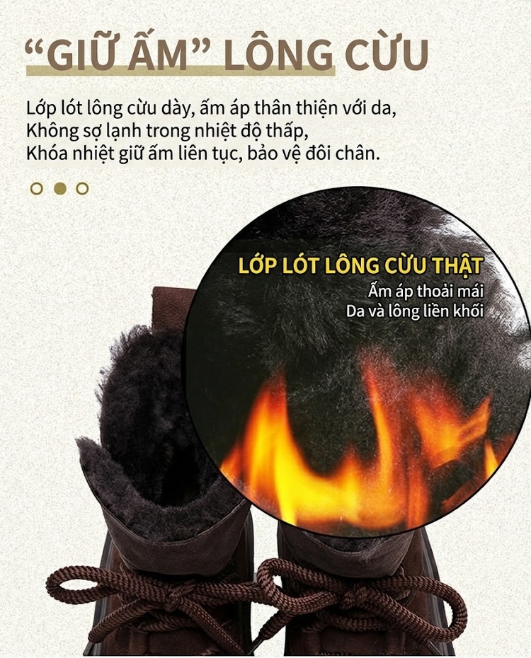 Giày Bốt Đi Tuyết Nữ Da Lộn Lông Cừu Chiều Cao Đế Khoảng 5cm Màu Đen, Nâu, Xám chi tiết 6