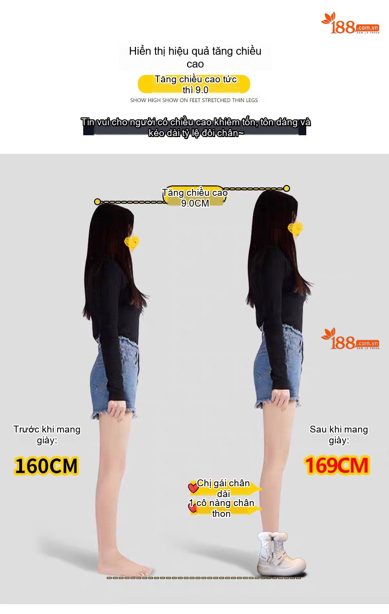 Giày Bốt Nữ Đế Dày Tăng Chiều Cao Chiều Cao Đế 7cm Lót Lông Giữ Ấm Màu Trắng, Đen chi tiết 5
