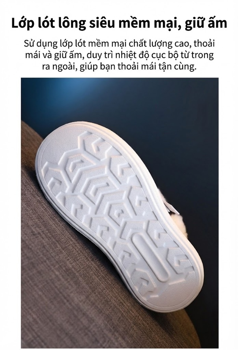 Giày Bốt Nữ Đế Dày Tăng Chiều Cao Chiều Cao Đế 7cm Lót Lông Giữ Ấm Màu Trắng, Đen chi tiết 10