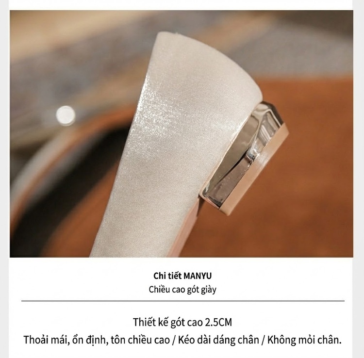 Giày Búp Bê Cô Dâu Mũi Nhọn Chiều Cao Đế Khoảng 3cm Màu Đỏ, Trắng chi tiết 8