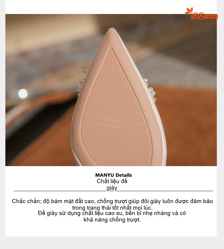 Giày Búp Bê Cô Dâu Mũi Nhọn Chiều Cao Đế Khoảng 3cm Màu Đỏ, Trắng chi tiết 9