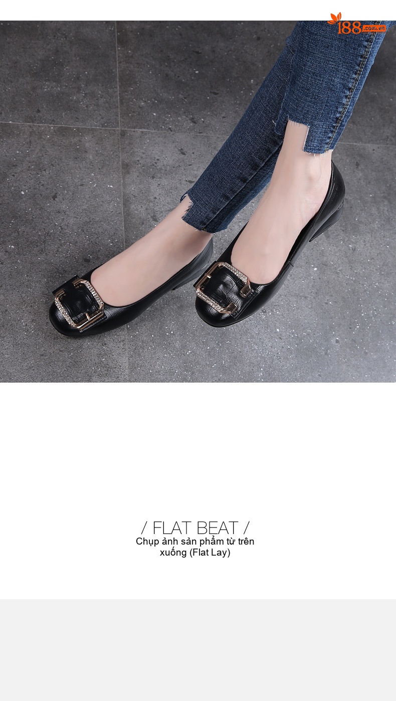 Giày Búp Bê Da Mềm Gót Vuông Chiều Cao Đế Khoảng 3cm Màu Đỏ, Trắng, Đen, Xám... chi tiết 11