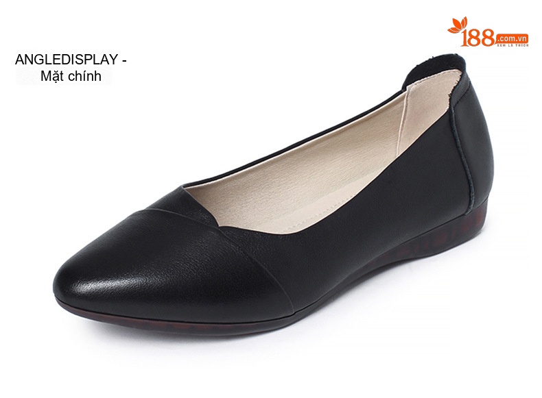 Giày Búp Bê Da Thật Đế Mềm Chống Trượt Chiều Cao Đế Khoảng 1cm Màu Đen, Kem chi tiết 14