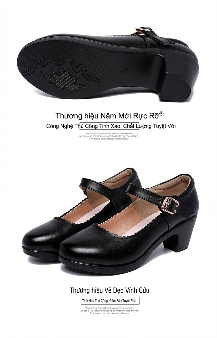 Giày Búp Bê Khóa Cài Nữ Da Bóng Chiều Cao Đế Khoảng 4cm Màu Đen, Trắng, Đỏ, Bạc... chi tiết 18