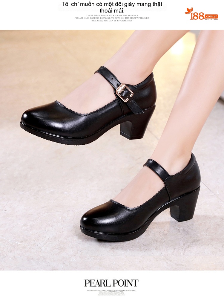 Giày Búp Bê Khóa Cài Nữ Da Bóng Chiều Cao Đế Khoảng 4cm Màu Đen, Trắng, Đỏ, Bạc... chi tiết 10