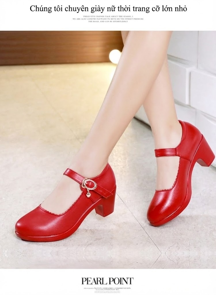Giày Búp Bê Khóa Cài Nữ Da Bóng Chiều Cao Đế Khoảng 4cm Màu Đen, Trắng, Đỏ, Bạc... chi tiết 14