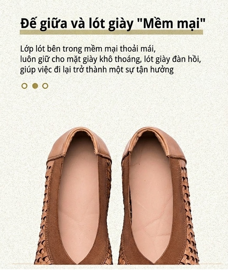 Giày Búp Bê Lưới Thoáng Khí Nữ Chiều Cao Đế Khoảng 1cm Màu Nâu chi tiết 7