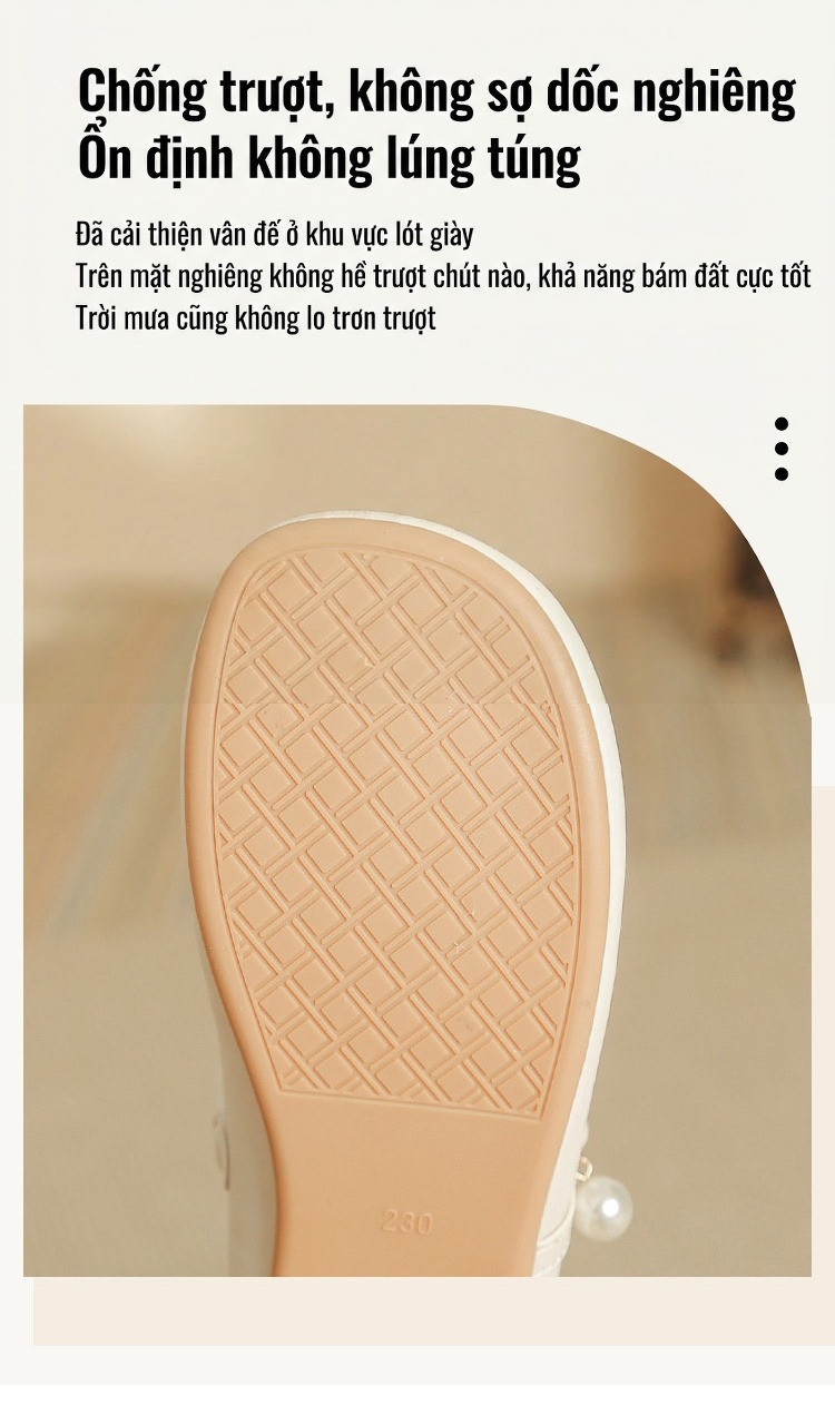 Giày Búp Bê Mary Jane Nữ Da Bóng Chiều Cao Đế Khoảng 3cm Phong Cách Trung Hoa Màu Trắng Kem chi tiết 10
