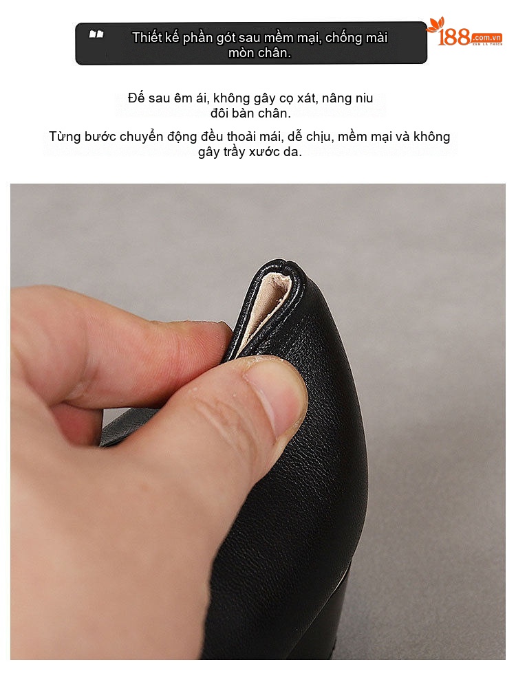 Giày Búp Bê Mũi Nhọn Da Mềm Khóa Trang Trí Chiều Cao Đế Khoảng 3cm Phong Cách Hàn Quốc Màu Đen, Kem, Trắng chi tiết 13