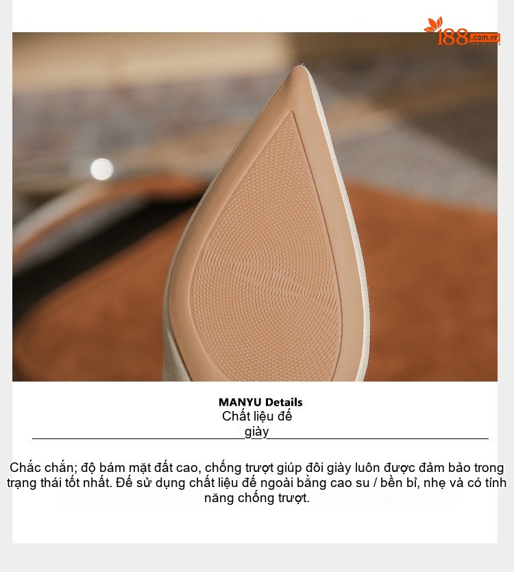 Giày Búp Bê Mũi Nhọn Nữ Gót Vuông Chiều Cao Đế Khoảng 2cm Màu Đỏ, Trắng chi tiết 9