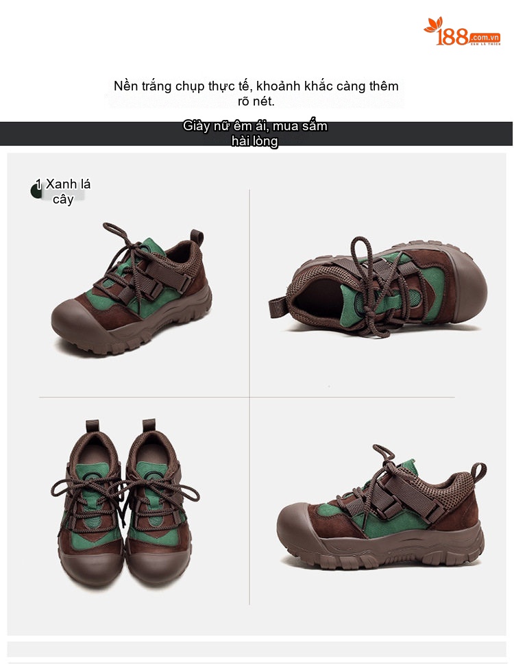 Giày Búp Bê Nữ Cổ Điển Mũi Tròn Phối Màu Buộc Dây Chiều Cao Đế Khoảng 3cm Màu Đỏ, Vàng, Xanh Lá, Nâu... chi tiết 14