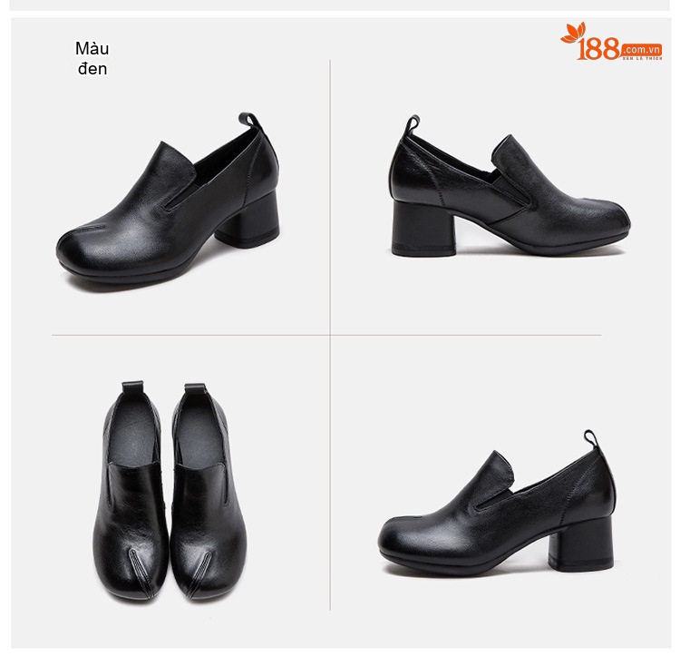 Giày Búp Bê Nữ Da Bò Chiều Cao Đế Khoảng 5cm Phong Cách Retro Màu Đen, Nâu chi tiết 17