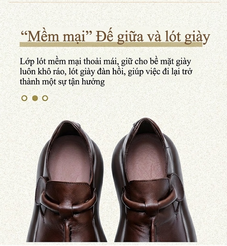 Giày Búp Bê Nữ Da Bò Đế Bằng Chiều Cao Đế Khoảng 5cm Màu Đen, Nâu chi tiết 7