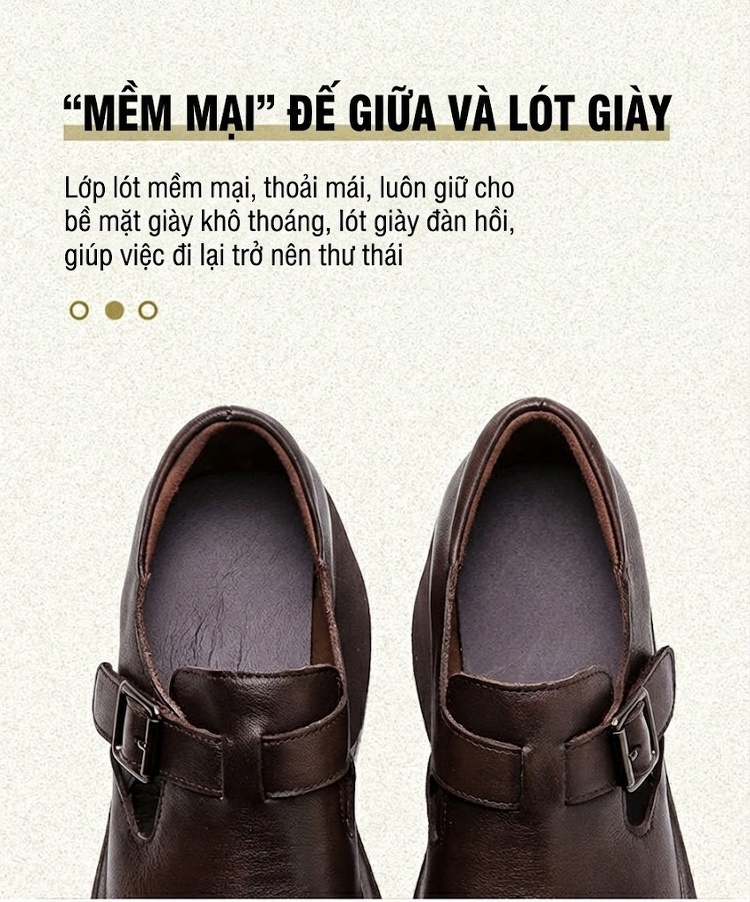 Giày Búp Bê Nữ Da Bò Đế Siêu Dày Chiều Cao Đế Khoảng 6cm Màu Đen, Nâu chi tiết 6