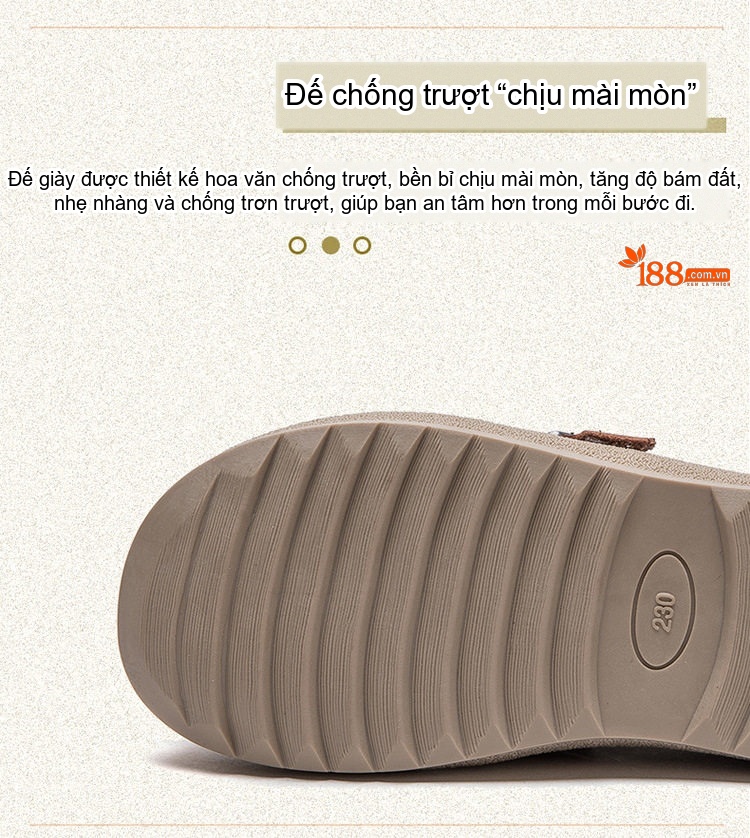 Giày Búp Bê Nữ Da Bò Mềm Mại Đế Bằng Chiều Cao Đế Khoảng 3cm Màu Nâu chi tiết 5