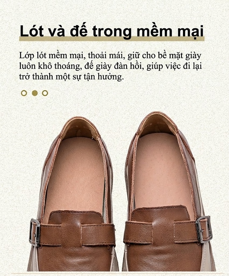 Giày Búp Bê Nữ Da Bò Mềm Mại Đế Bằng Chiều Cao Đế Khoảng 3cm Màu Nâu chi tiết 6