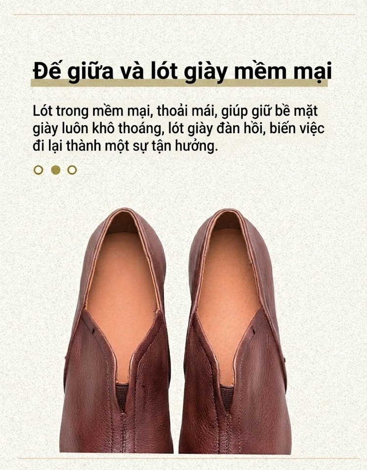 Giày Búp Bê Nữ Da Bò Mũi Nhọn Đế Bệt Chiều Cao Đế Khoảng 2cm Màu Nâu, Xám chi tiết 7