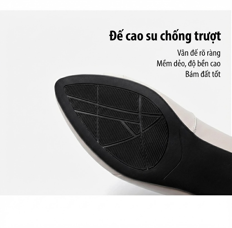 Giày Búp Bê Nữ Da Bò Mũi Tròn Chiều Cao Đế Khoảng 3cm Màu Đen, Đỏ, Kem chi tiết 5