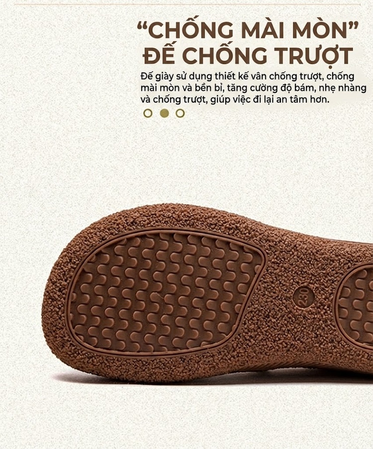 Giày Búp Bê Nữ Da Bò Quai Dán Thoải Mái Chiều Cao Đế Khoảng 2cm Màu Trắng Kem, Nâu chi tiết 6