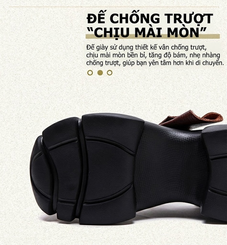 Giày Búp Bê Nữ Da Bò Quai Ngang Chiều Cao Đế Khoảng 6cm Phong Cách Vintage Màu Đen, Nâu chi tiết 6