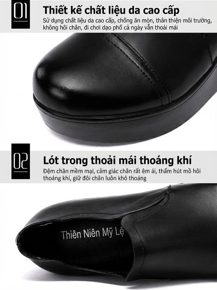 Giày Búp Bê Nữ Da Bóng Đế Xuồng Chiều Cao Đế Khoảng 5cm Màu Đen, Đỏ chi tiết 6