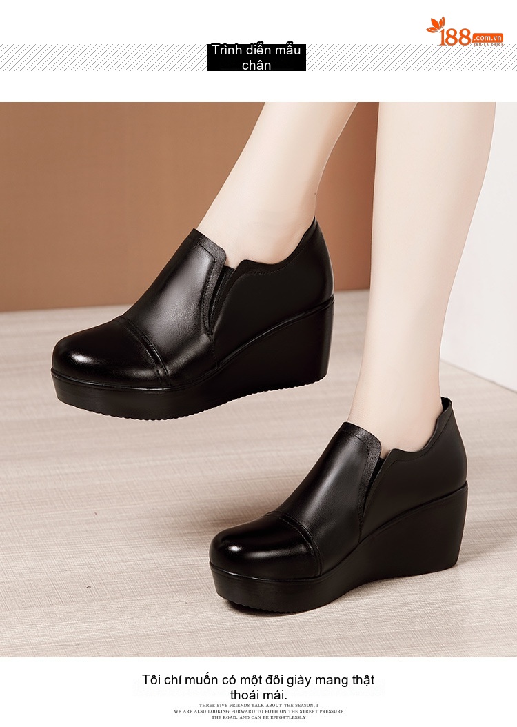 Giày Búp Bê Nữ Da Bóng Đế Xuồng Chiều Cao Đế Khoảng 5cm Màu Đen, Đỏ chi tiết 8