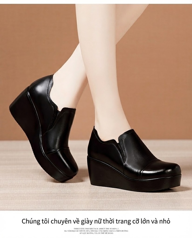 Giày Búp Bê Nữ Da Bóng Đế Xuồng Chiều Cao Đế Khoảng 5cm Màu Đen, Đỏ chi tiết 10