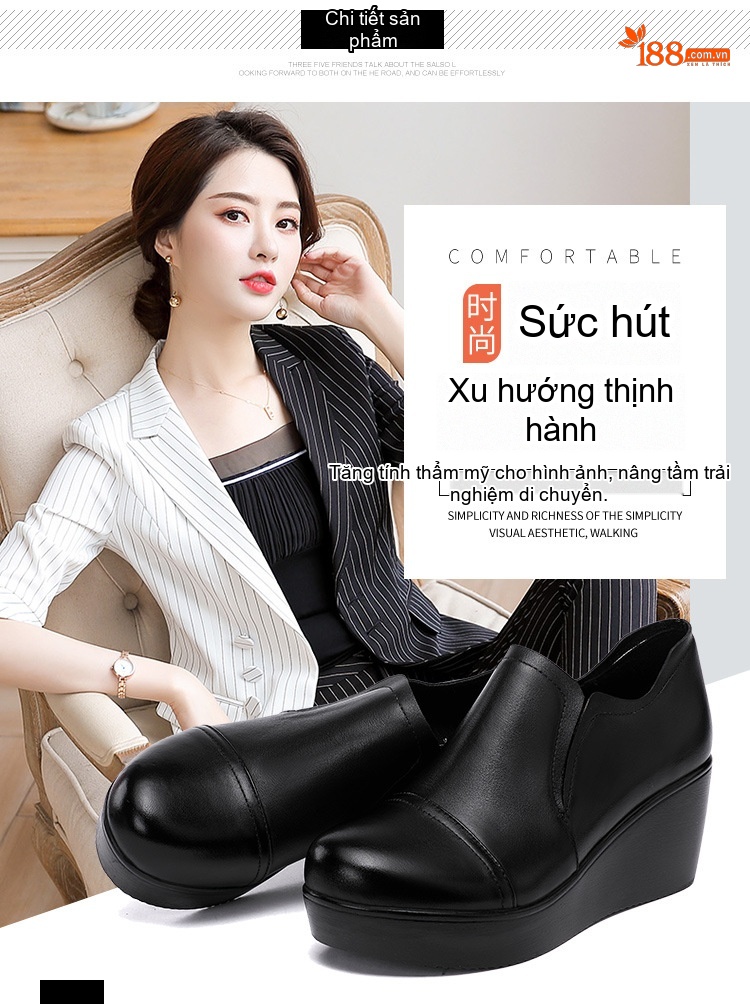 Giày Búp Bê Nữ Da Bóng Đế Xuồng Chiều Cao Đế Khoảng 5cm Màu Đen, Đỏ chi tiết 5