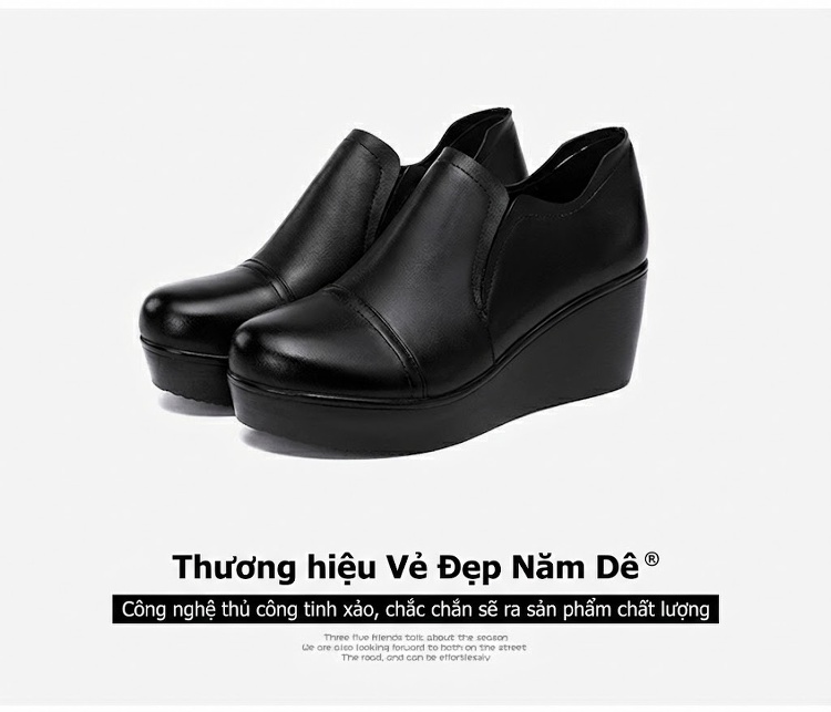 Giày Búp Bê Nữ Da Bóng Đế Xuồng Chiều Cao Đế Khoảng 5cm Màu Đen, Đỏ chi tiết 17