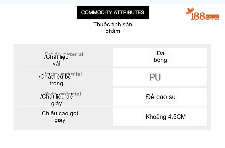 Giày Búp Bê Nữ Da Bóng Mũi Nhọn Chiều Cao Đế Khoảng 3cm Màu Đen, Đỏ, Kem, Trắng chi tiết 2