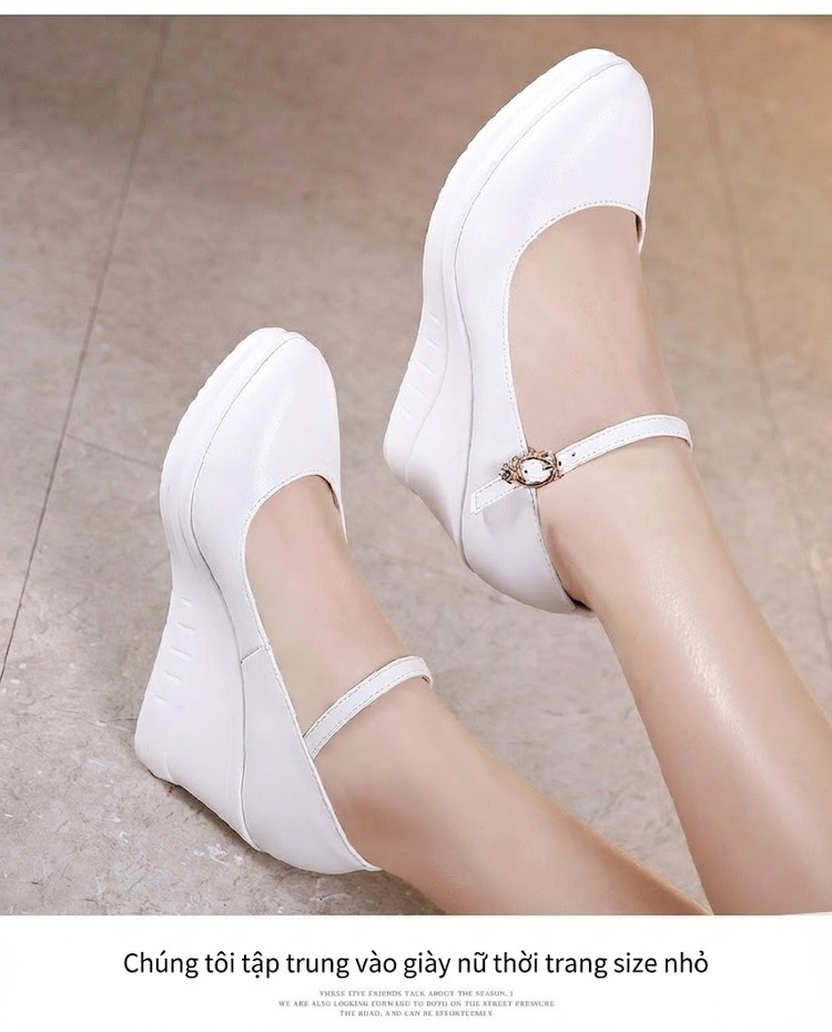 Giày Búp Bê Nữ Da Bóng Quai Ngang Chiều Cao Đế Khoảng 5cm Màu Đen, Đỏ, Trắng chi tiết 10
