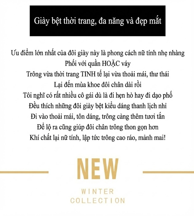 Giày Búp Bê Nữ Da Cừu Mũi Nhọn Đính Đá Chiều Cao Đế Khoảng 2cm Màu Đen, Kem chi tiết 2