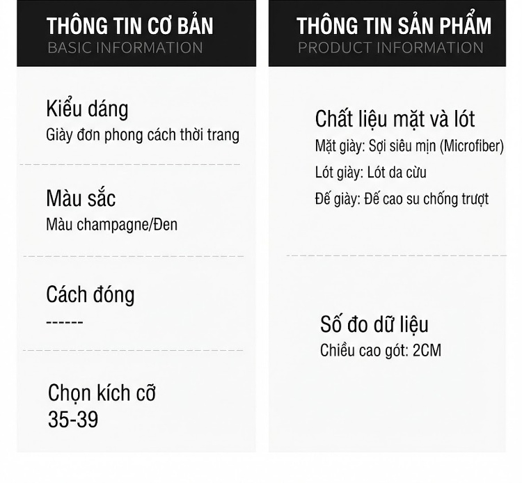 Giày Búp Bê Nữ Da Cừu Mũi Nhọn Đính Đá Chiều Cao Đế Khoảng 2cm Màu Đen, Kem chi tiết 6