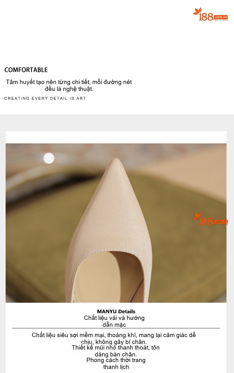 Giày Búp Bê Nữ Da Cừu Mũi Nhọn Đính Đá Chiều Cao Đế Khoảng 2cm Màu Đen, Kem chi tiết 8