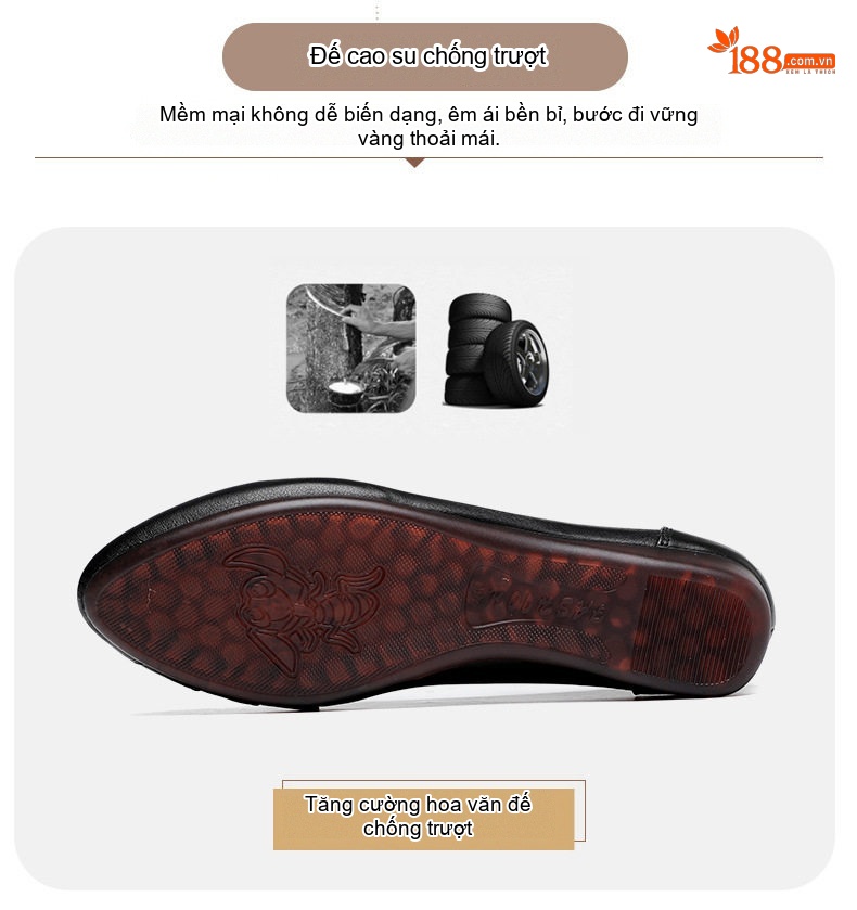 Giày Búp Bê Nữ Da Mềm Đế Mềm Thoải Mái Chiều Cao Đế Khoảng 1cm Màu Đen, Đỏ Rượu, Nude, Xám chi tiết 26