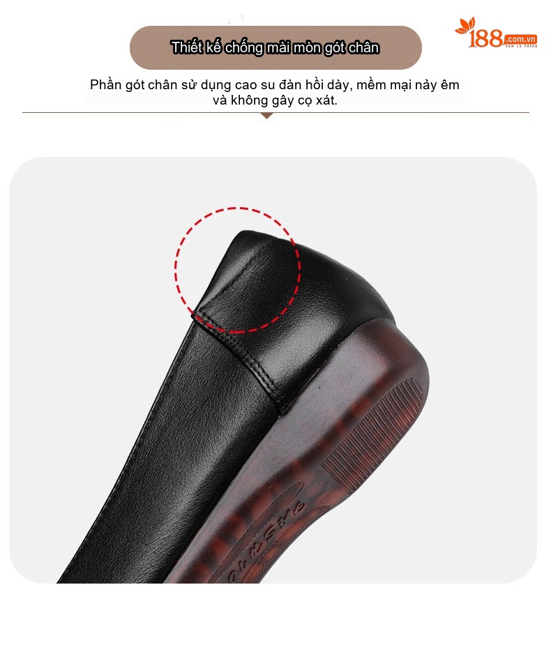 Giày Búp Bê Nữ Da Mềm Đế Mềm Thoải Mái Chiều Cao Đế Khoảng 1cm Màu Đen, Đỏ Rượu, Nude, Xám chi tiết 28