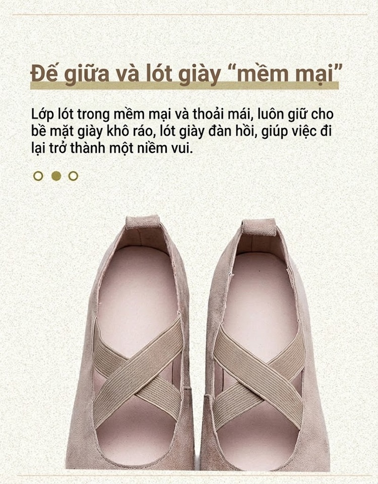 Giày Búp Bê Nữ Da Mờ Quai Chéo Chiều Cao Đế Khoảng 1cm Màu Nâu, Be, Xanh Lá chi tiết 7
