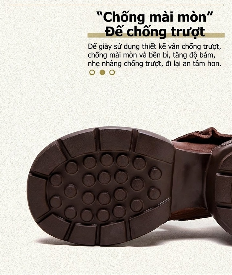 Giày Búp Bê Nữ Da Mờ Quai Dán Đế Dày Phong Cách Retro Chiều Cao Đế Khoảng 5cm Màu Đen, Nâu chi tiết 5