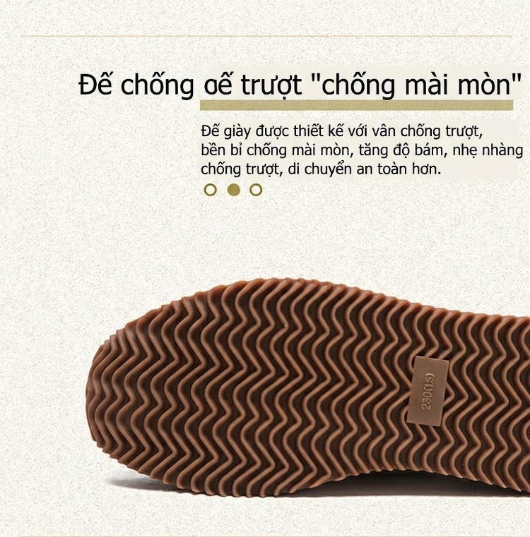 Giày Búp Bê Nữ Da Mờ Quai Dán Ma Thuật Chiều Cao Đế Khoảng 2cm Màu Nâu, Kem chi tiết 5
