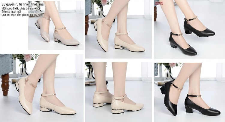 Giày Búp Bê Nữ Da Thật Quai Ngang Chiều Cao Đế Khoảng 3cm Màu Đỏ, Đen, Kem... chi tiết 4