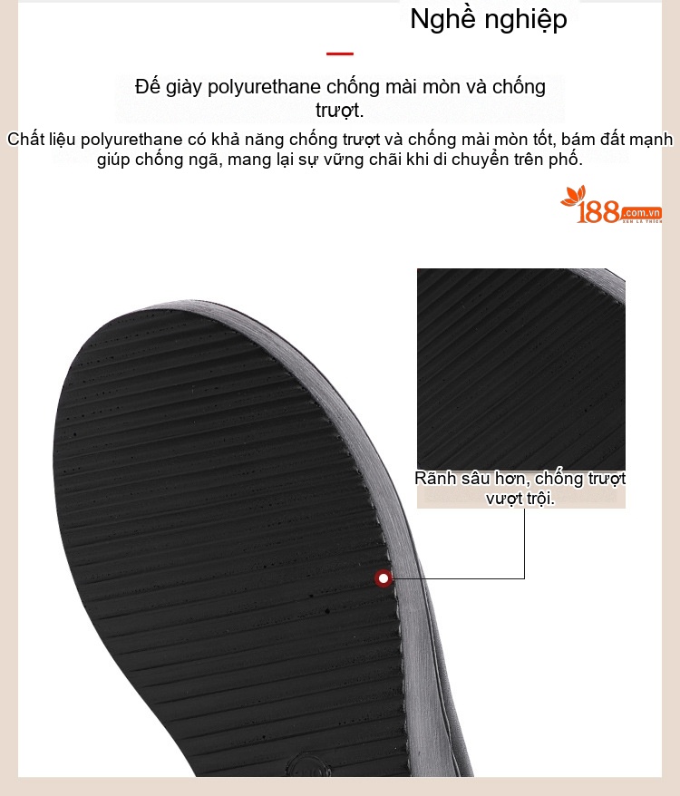 Giày Búp Bê Nữ Đế Xuồng Da Bóng Chiều Cao Đế 6cm Màu Đen, Nâu, Đỏ chi tiết 9