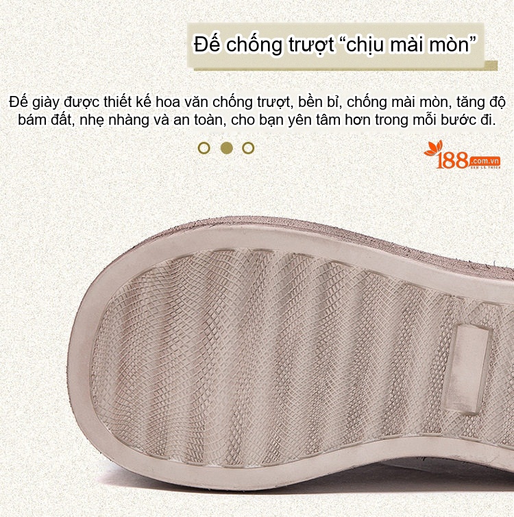 Giày Búp Bê Nữ Đế Xuồng Dán (Miếng Dán) Phong Cách Vintage Chiều Cao Đế Khoảng 5cm Màu Nâu, Xám chi tiết 4